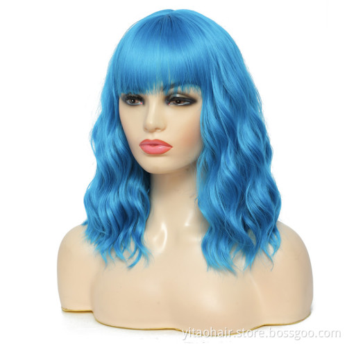 New Style Curly Lace Front Wig Cosplay Cheap Synthetic Wigs Light French Hair Long HEN Technique Color Weight Material
